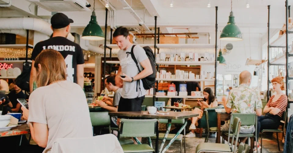 Bustling and busy cafe restaurant