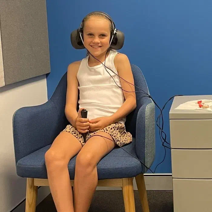Laila getting her hearing tested at Hearing Australia